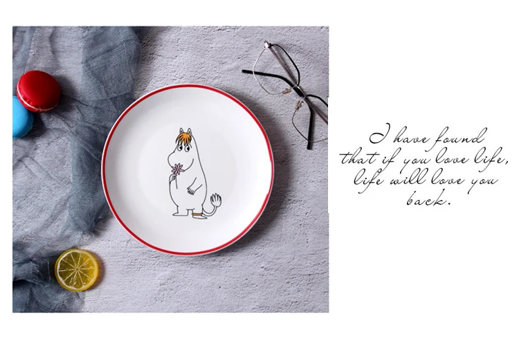 Скандинавский стиль Moomin 8 дюймов стейк керамическая тарелка рисовая чаша ложка Amy Shili мультфильм керамическая детская посуда