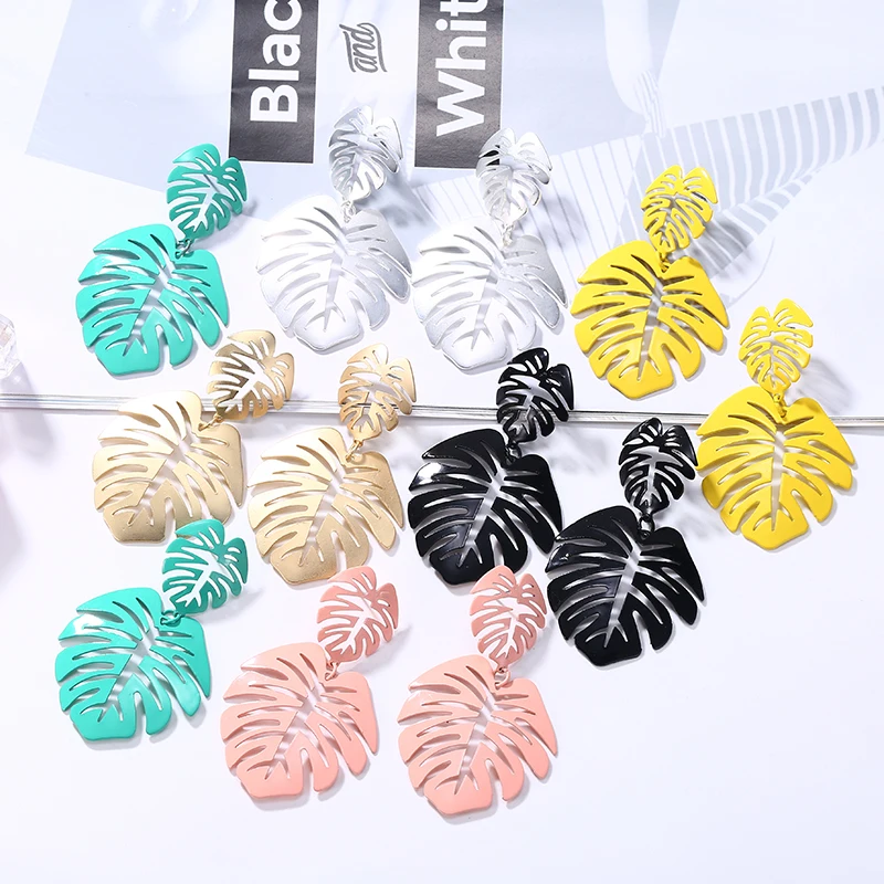 Крупные серьги подвески L & H с листьями 2019 для женщин модные винтажные