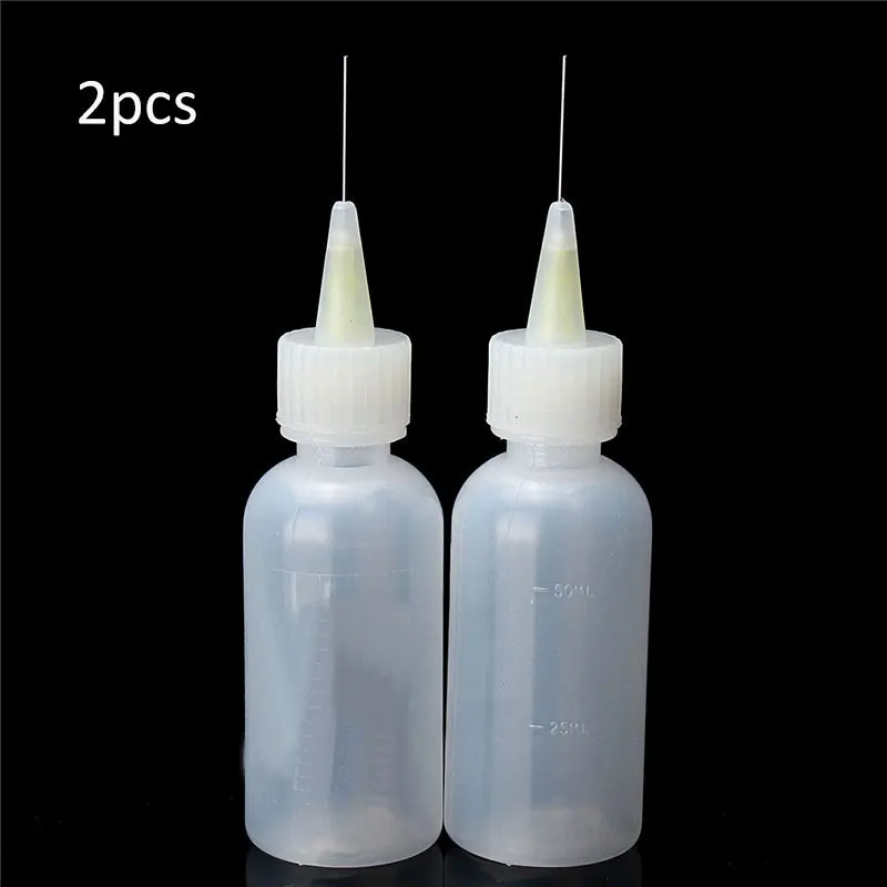 

2pcs 50ml Needle Tip Soldering Liquid Flux Alochol Oil Dispenser Plastic Empty Bottle For Dispenser Rosin Solder Flux Paste