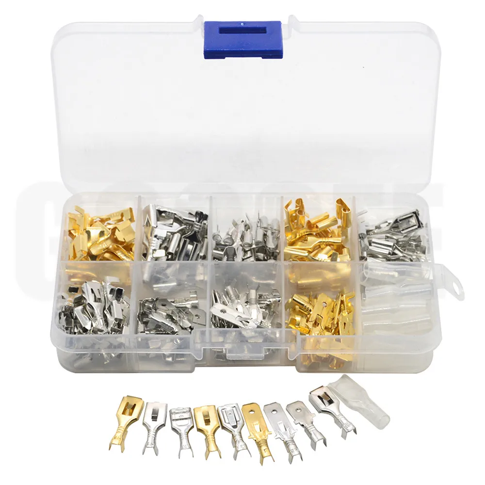 150 шт./кор. 6 3 мм Женский Мужской зажимы для проводов рукав терминалов провода