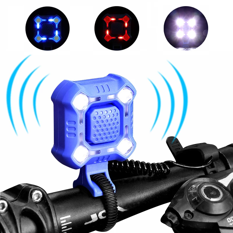 

Bike Electric Horn Bells Headlight 1200mAh Waterproof USB Charging Loud 140 dB Alarm Security Bicycle Bells 4 Lamp Cycling Light