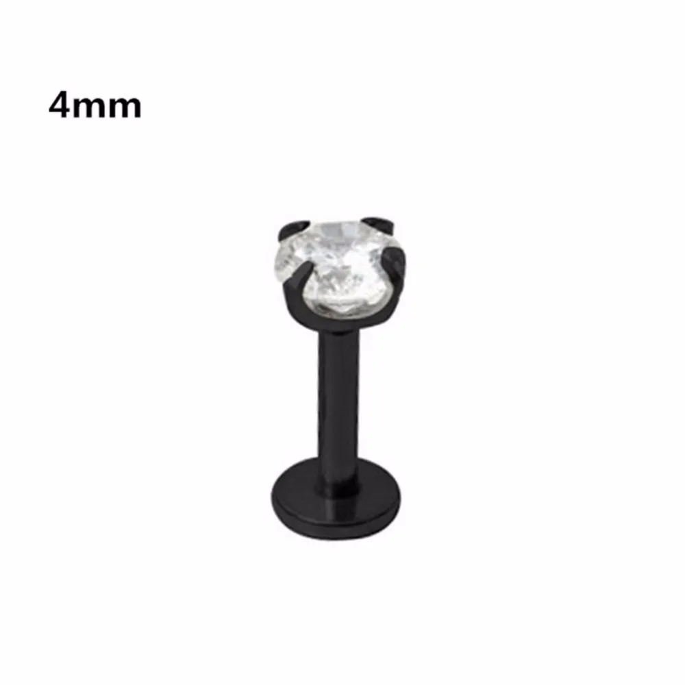 

1 Pair Stainless Steel Lip Ring Body Jewelry Round Tragus Ear Cartilage Piercing Studs Bodies Cubic Zirconia 2/3/4mm