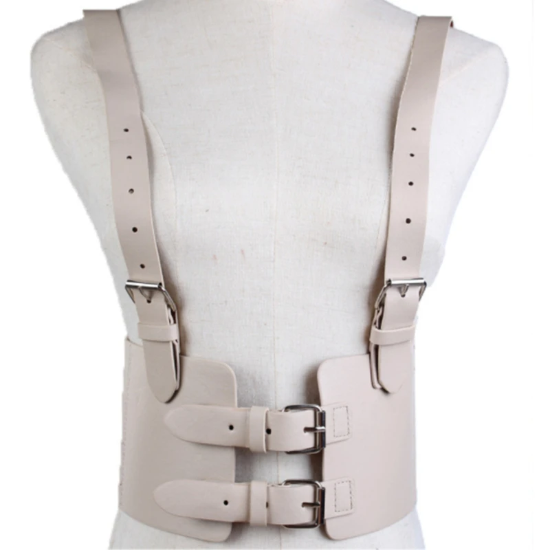 Gothic Handmade PU Leather Harness Belts Fashion Faux Leather Cage Vest Chest Sculpting Body Strap Waist Belt