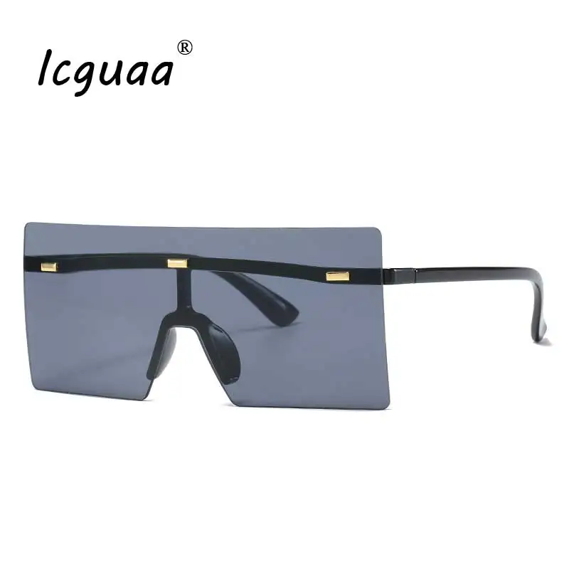 

Oversize Square Sunglasses Women Men Rimless Rectangle Goggle Fashion Sun Glasses Color Lens Alloy Frame Vintage Sunglasses