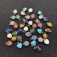 10pcs lapis lazuli natural stone pendant small green aventurine faceted heart charms for jewelry making diy necklace earrings