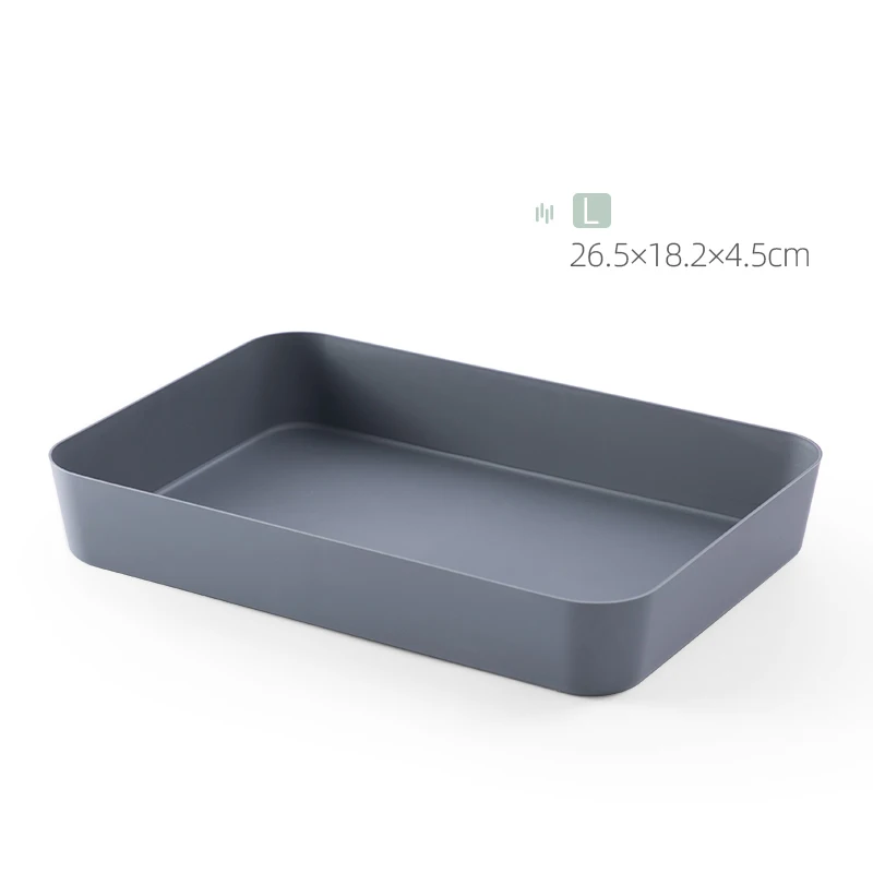 large gray BNBS пластиковый поднос для сервировки столовых приборов, органайзер для хранения столовых приборов, поднос для доуеров, Кухонные цифровые аксессуары, ящик для косметики - Цвет: large gray