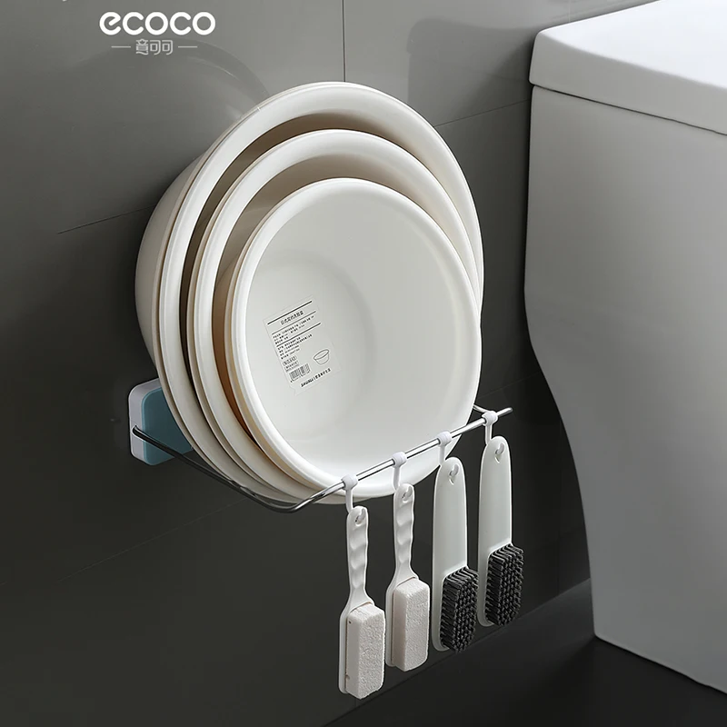 

ECOCO Washbasin Rack Saving Space Wall-Mounted Bathroom Washstand Multifunction Basin Shelf Kitchen Storage Racks