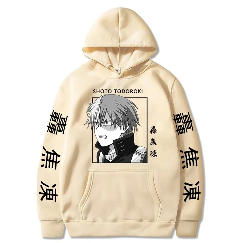 

Japanese Streetwear My Hero Academia Todoroki Shoto Letter Printed Hoodies Pullover Sweatshirt Casaul Tops Men Plus Size Hoodies