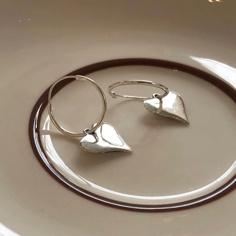 

SUPERAINBOW 925 Sterling Silver Minimalist Love Heart Huggie Hoop Earrings for Women Smooth Earrings Jewelry SR-E51