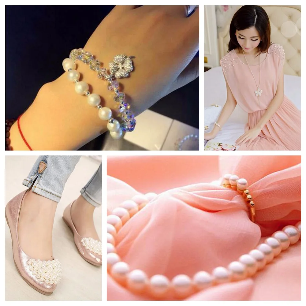 

1150pcs 3~12mm Pure White/Silver/Golden Round Plastic Pearl Charm Beads Perforated Pearl Jewelry Making jewelry accessories DIY