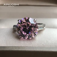 ainuoshi 925 sterling silver 12mm 6 5ct round multicolor gemstone engagement rings for women anniversary rings