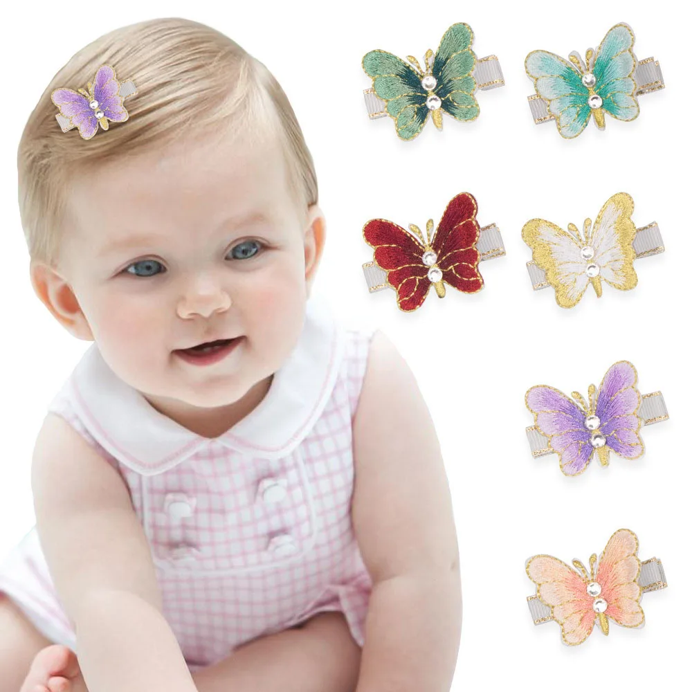 Новые милые заколки с бабочками для маленьких девочек радужными бантами детей