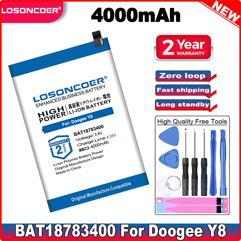 Сменный аккумулятор LOSONCOER BAT18783400 4000 мАч Для Doogee Y8 | Мобильные телефоны и