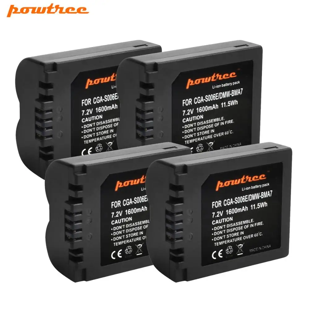 Powtree 1600 мА/ч, CGA-S006 CGA S006 Замена Батарея+ Зарядное устройство для цифрового фотоаппарата Panasonic Lumix DMC-FZ28 DMC-FZ7 DMC-FZ8, FZ50, FZ8K, FZ28K