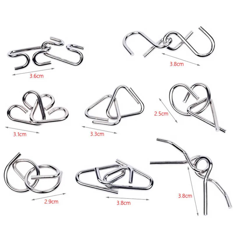 8 шт./компл. Головоломка из металлической проволоки с различными узорами