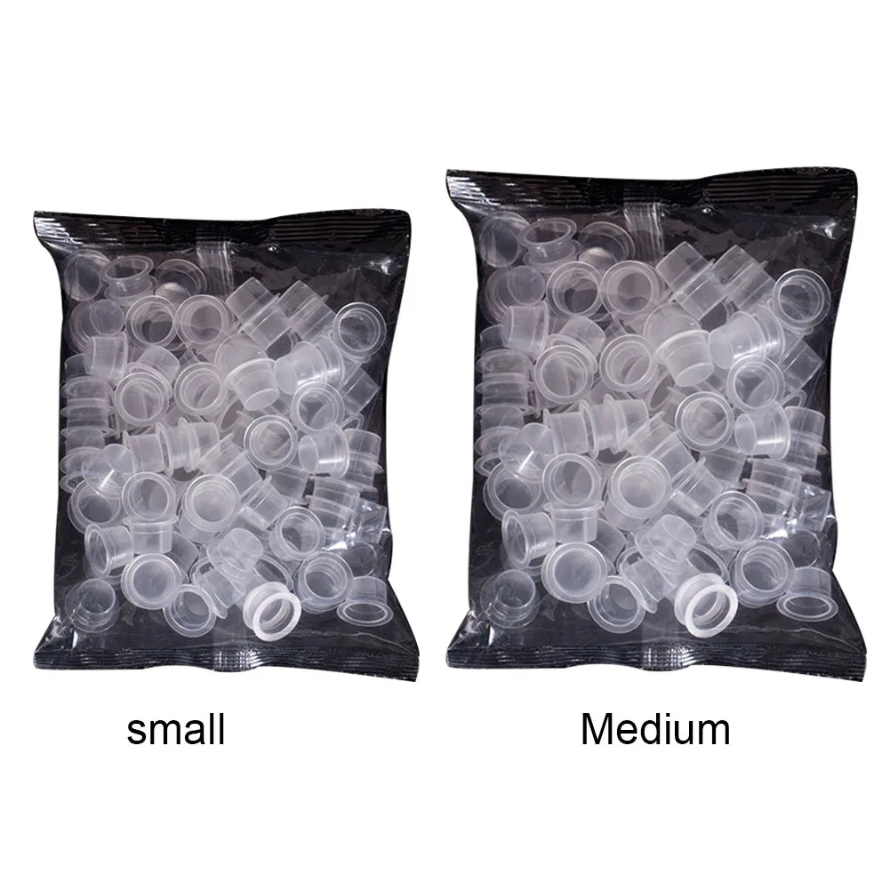 

100 PCS Tattoo Cups Tattoo Supplies Plastic Ink Caps for Tattooing Small