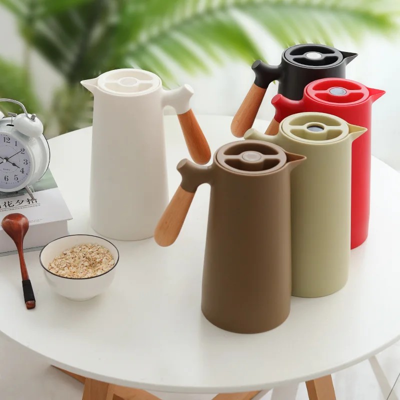 

34 Ounce Insulation Pot Thermal Insulation Kettle with Wooden Handle Tea Coffee Pot Household Vacuum Flask Thermos for Hot Water