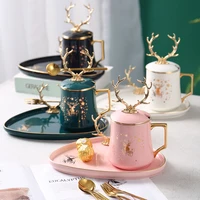 nordic ceramic coffee cup european luxury suit exquisite dessert plate and saucer afternoon tea cup creative household water cup