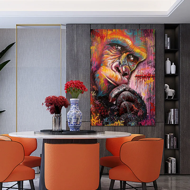 Принт с животными плакат на холсте живопись Горилла граффити настенный