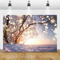 laeacco winter photo backgrounds forest snow trees light bokeh baby family portrait photography backdrops for photo studio props