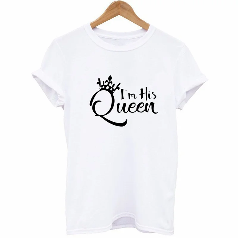 King queen Корона футболка с принтом Для женщин короткий рукав круглым вырезом