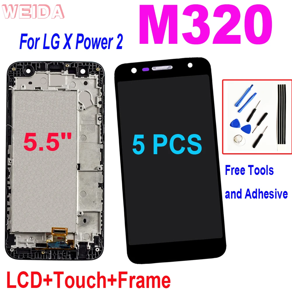 

5 шт. оригинальный 5,5 "ЖК-дисплей для LG X Мощность 2 M320 ЖК-дисплей Дисплей кодирующий преобразователь сенсорного экрана в сборе с рамкой для LG X ...