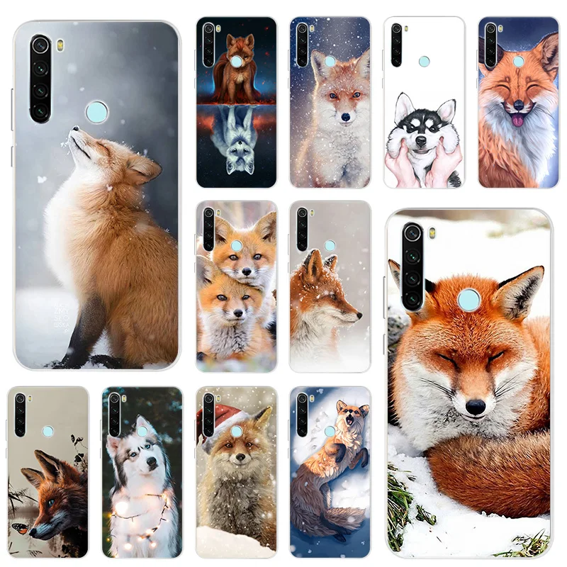 

Phone Case For Xiaomi Redmi 9 9C 7a 9A 8 8A Note 10 9 8T 7 8 Pro 9T 9s Ice Snow Fox Transparent Soft TPU Silicone Cases Cover