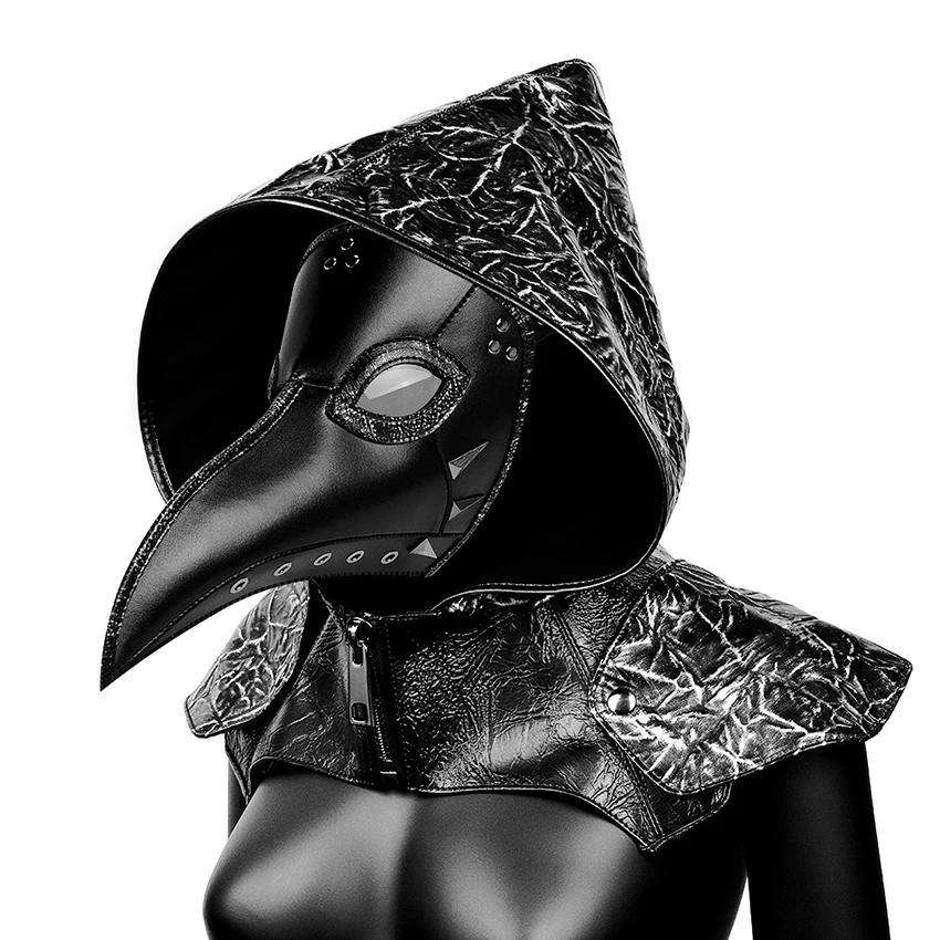 

Plague Doctor Mask Cape Woman Halloween Costumes Middle Ages Synthetic Leather Halloween Masks Steampunks Prop Carnival Capa