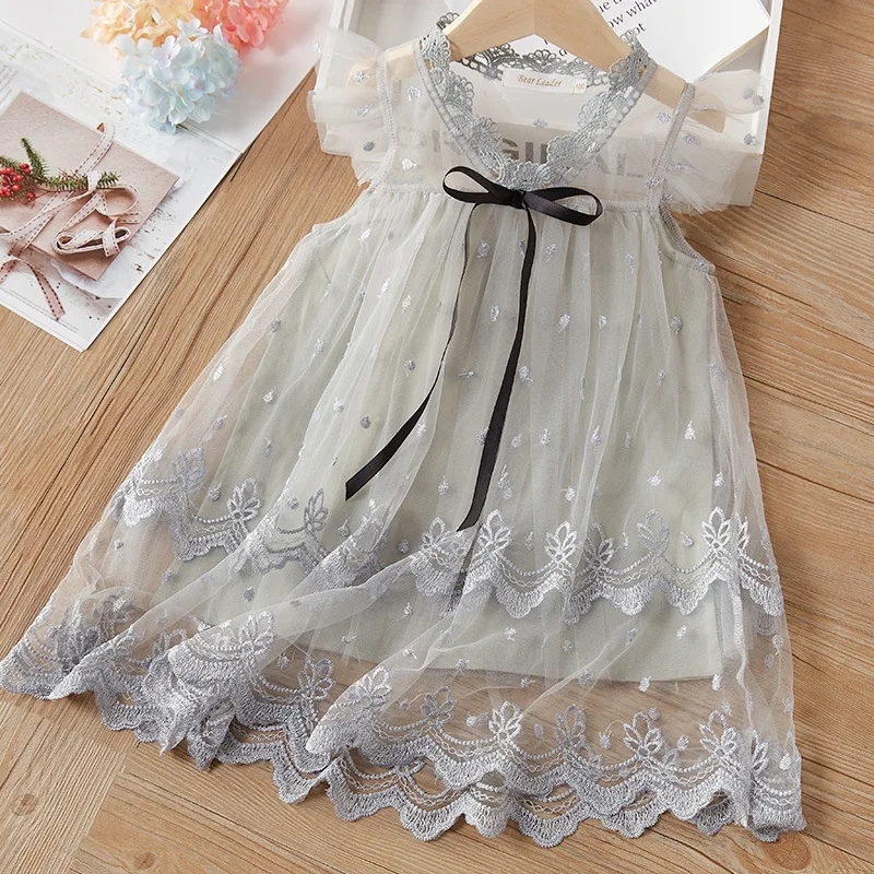 

Lace Petal decoration Dresses For Girls Summer Birthday Present Party Girls Dress Costume Toddler Kids Clothing
