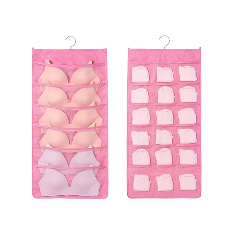

Двусторонняя подвесная сумка для женского нижнего белья, практичный Органайзер из ткани «Оксфорд» для нижнего белья, сумка для хранения бюстгальтеров, носков, Улучшенный чехол
