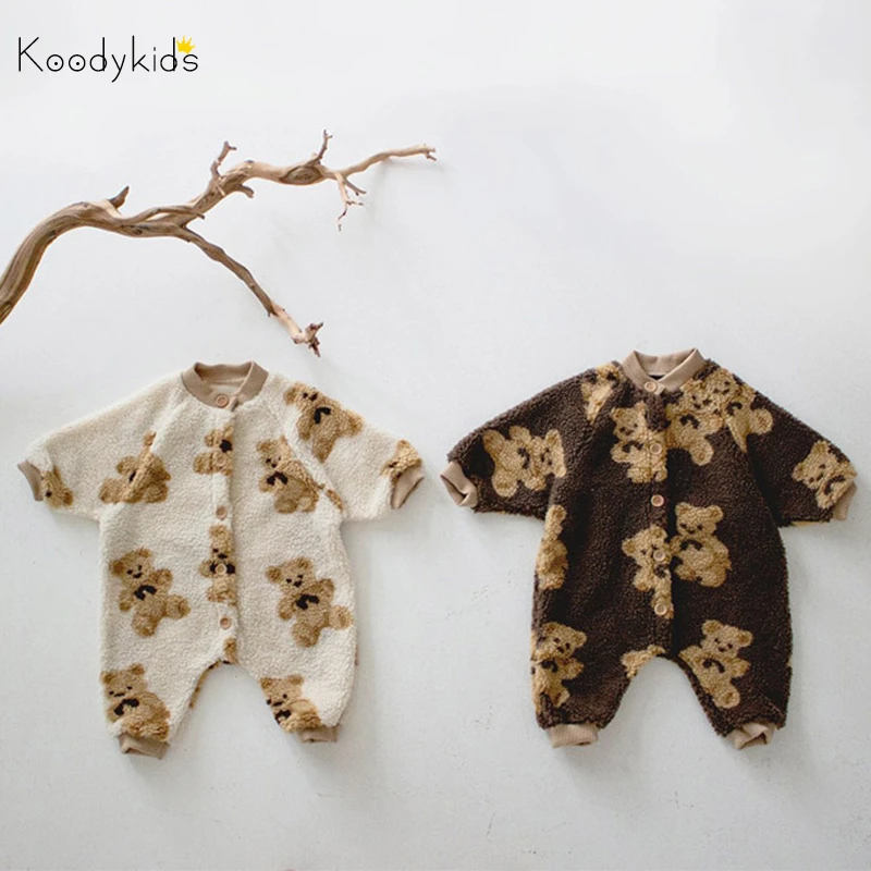 Зимние плотные комбинезоны Koodykids для маленьких девочек и мальчиков боди с милым