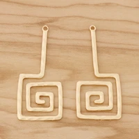 10 pieces matte gold swirl spiral square charms pendants for earrings jewellery making accessories 52x24mm