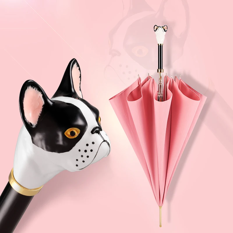 Economici Creativo Testa Di Animale Ombrello Pioggia Donne Cute Girl Manico Lungo Ombrello Sun Clear Regalo Antivento Ombrelli Da Pioggia Paraguas SY293