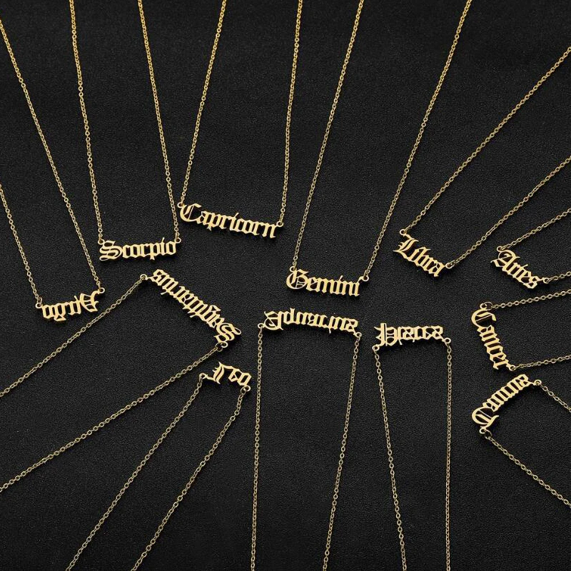 Ожерелье из нержавеющей стали с надписью зодиака Скорпион Козерог рыбы Овен