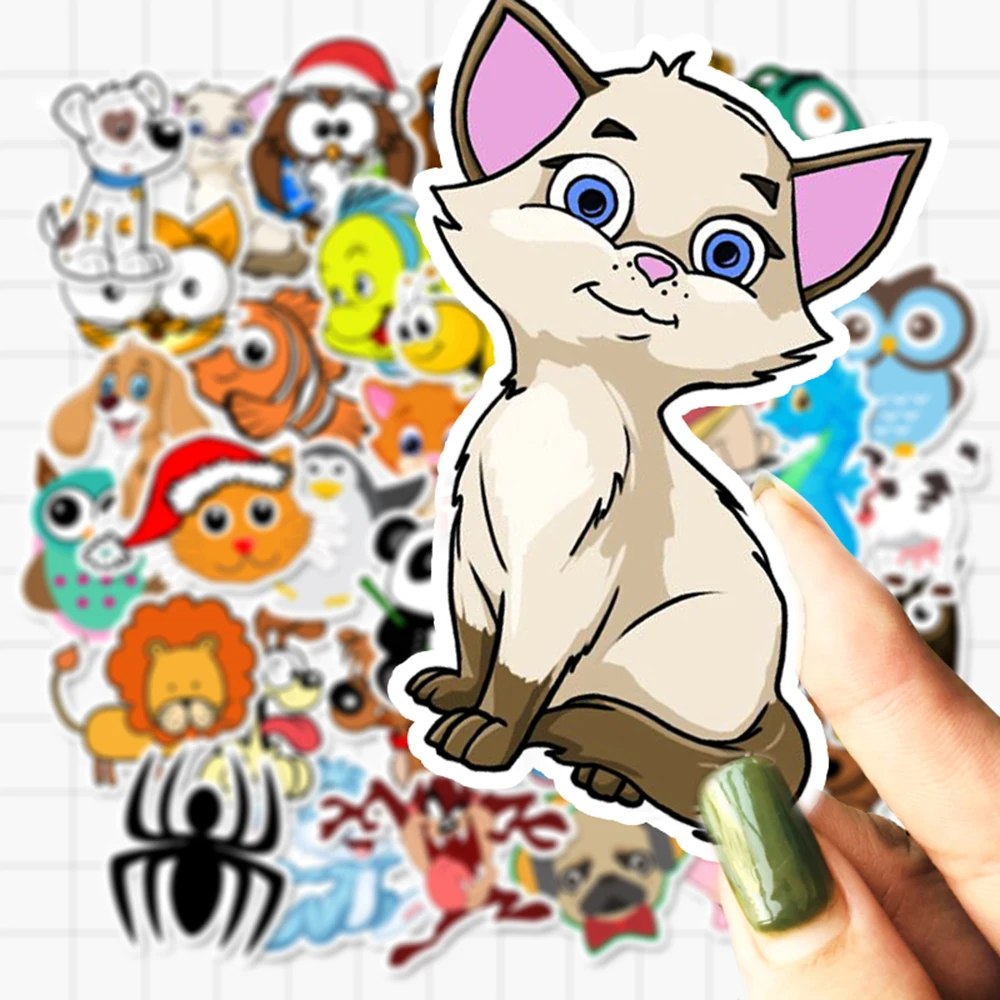 VANMAXX, 50 шт., наклейки для собак, кошек, панды, рыб, птиц, мультяшных животных, водонепроницаемые виниловые наклейки на шлем для ноутбука, велосипедный багаж