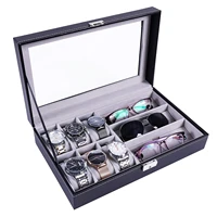 pu leather watch box watch holder box for watches men glass top glasses jewelry organizer box multi grids watch organizer new