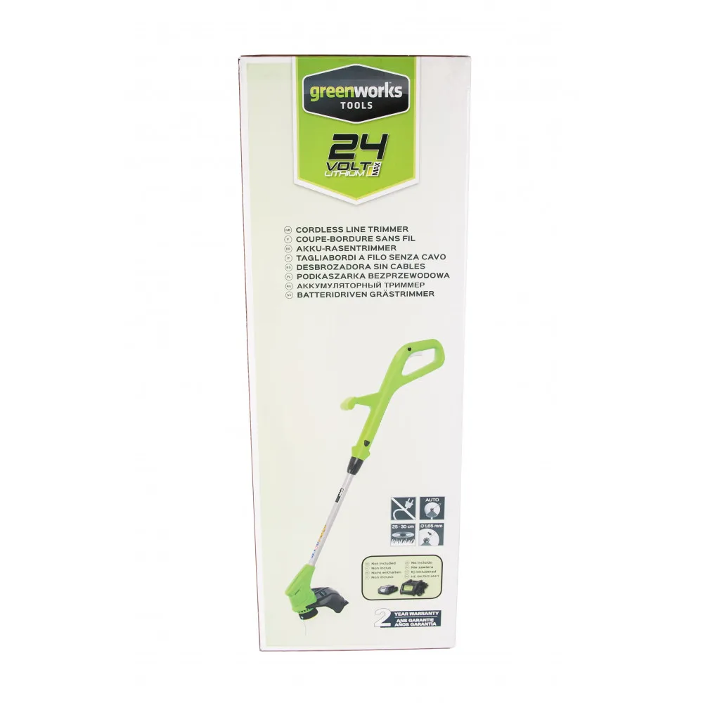Триммер аккумуляторный Greenworks G24LT30K2 Basic 24V 25 см с 1хАКБ 2 А.ч и ЗУ | Инструменты
