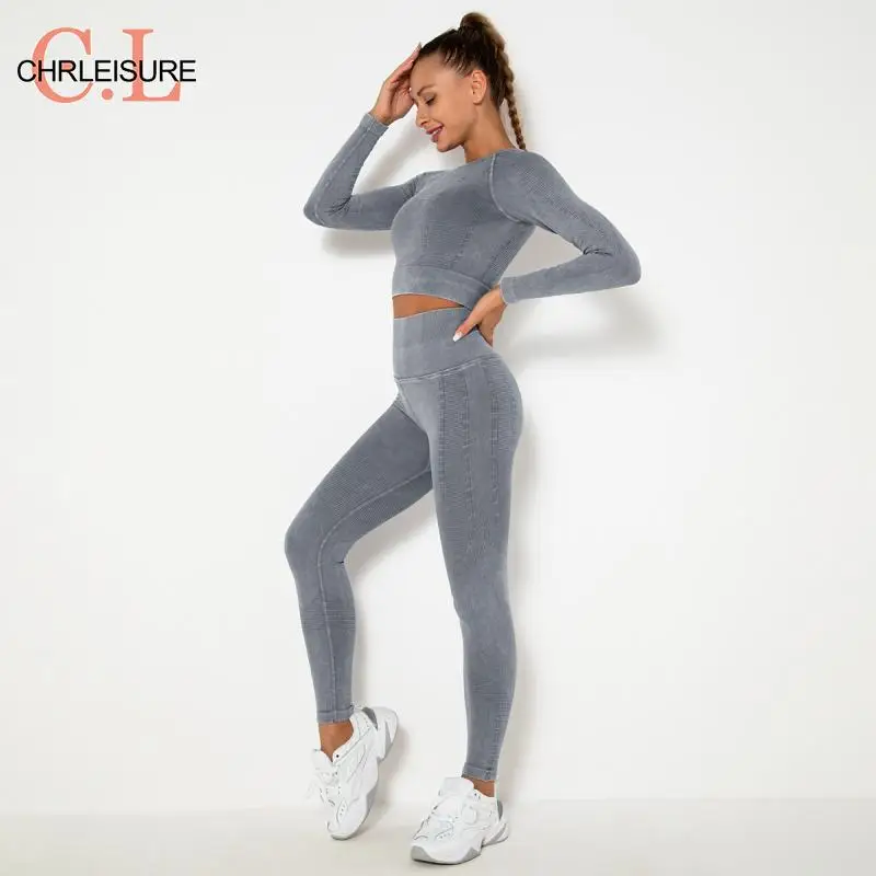 

Женский спортивный костюм с высокой талией, с длинным рукавом