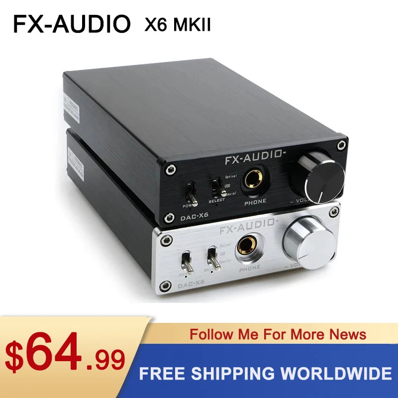 

FX-Audio DAC-X6 HiFi Optical/Coaxial/USB Digital Audio Amplifier DAC Decoder with Headphone Output AMP SA9023 OPA2134