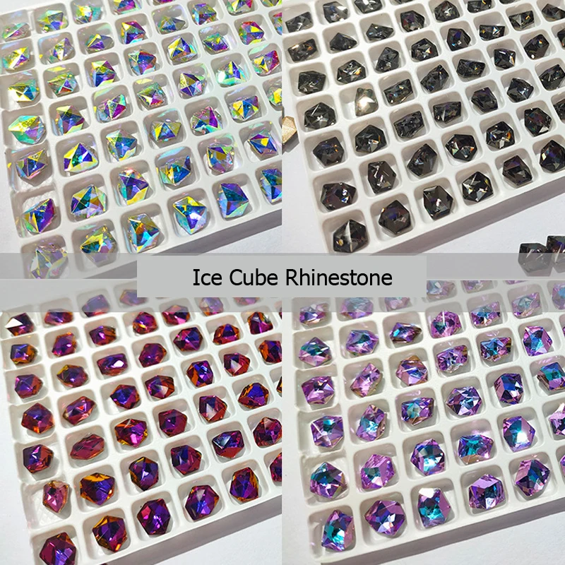 Блестящие бриллиантовые кристаллы в форме кубика льда для ногтевого дизайна