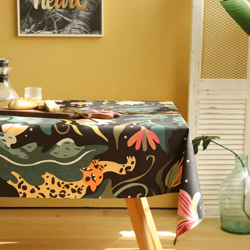 Скатерть для праздничного стола тканевая скатерть с изображением джунглей и