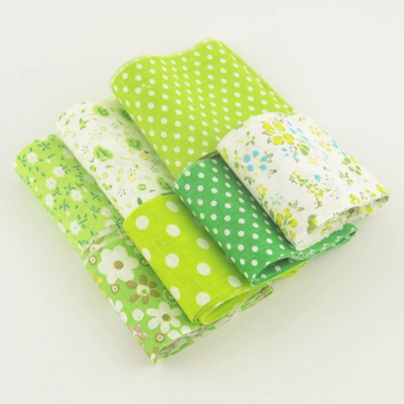 100%cotton jelly roll green sets 5cmx100cm customized quilting textile 7pcs/ lot fabric strips for sewing doll's cloths tildas|cloth fabric|fabric