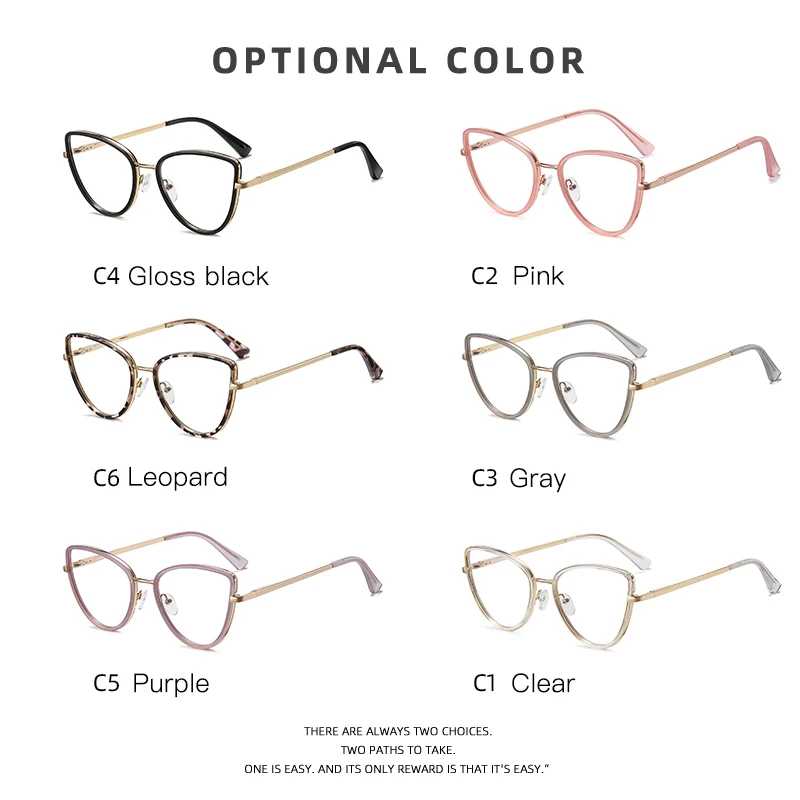 Cat Eye Glasses Frame Women's Blue Light Blocking Eyeglasses Vintage For Women Female Spectacles Luxury Eyewear Reading Glasses