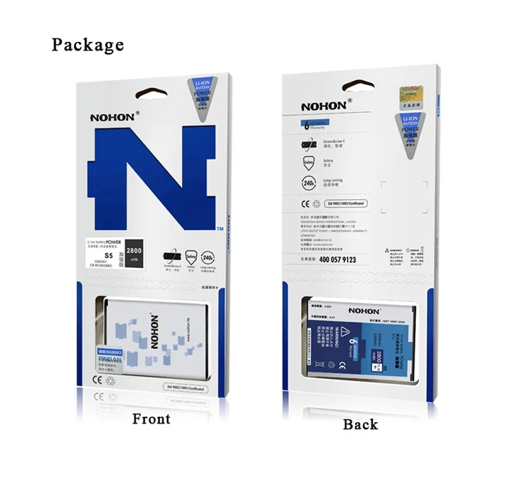 NOHON для samsung GALAXY S3 S4 S5 S6 S7 Батарея I9300 I9500 G900 SM-G920 SM-G9300 высокое Ёмкость акумуляторная батарея Розничная посылка