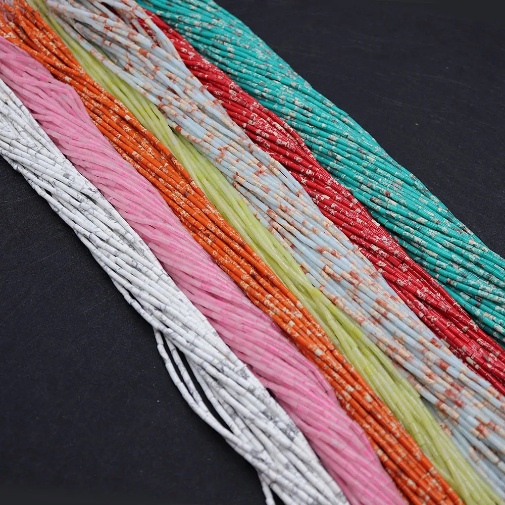 

2x4 Mm Beads Natural Stone Loose Round Tube Shaped Spacer Seed Tube Beads for DIY Jewelry Making Necklace Earring Accessories