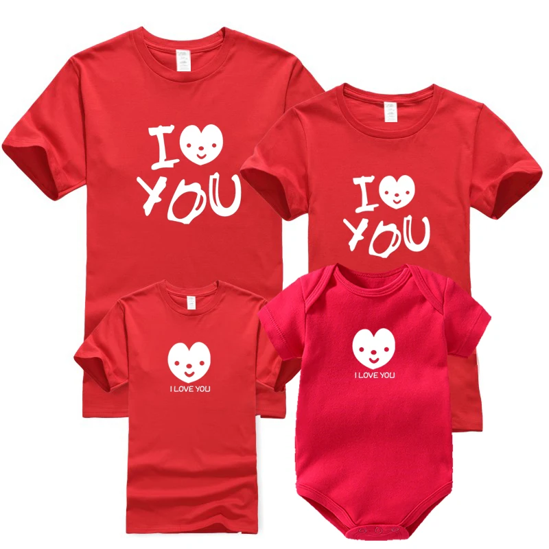 

MATCHING FAMILY FASHION COTTON DAD MOM KIDS BABY T-SHIRT WITH I LOVE YOU 2021 ONLY 1 PIECE CLOTHES BLL148