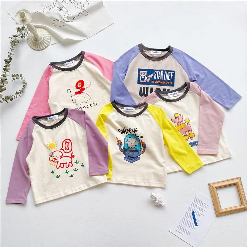 WLG для мальчиков и девочек Весенняя футболка футболки с рисунками детей круглым