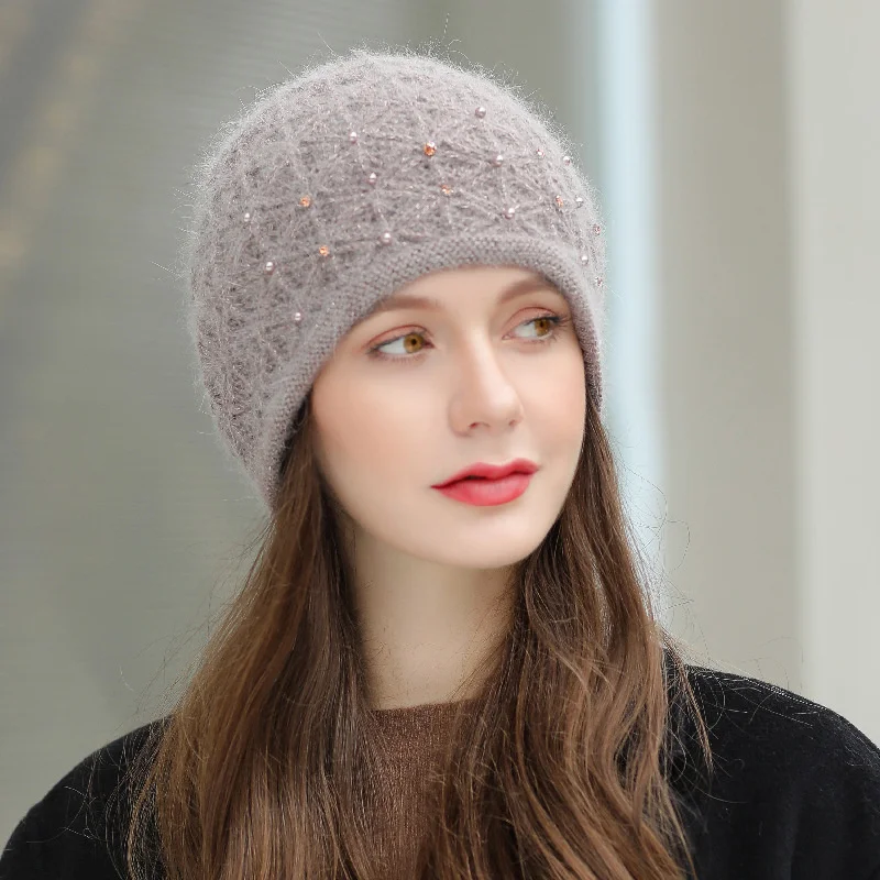 

2021 new winter rabbit hair wool hat women's winter Korean fashion versatile warm knitted Beret Hat