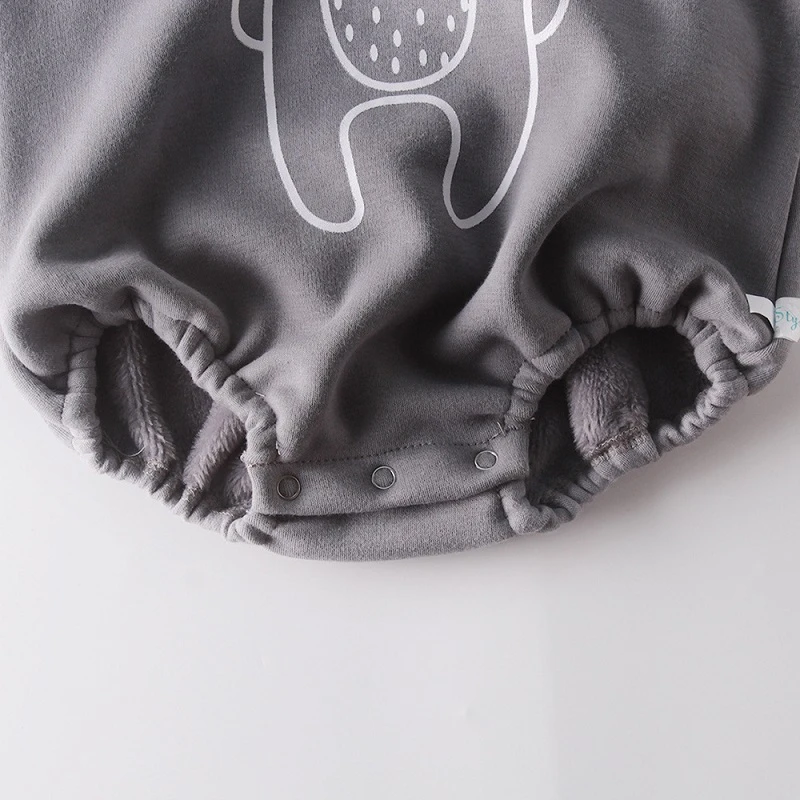 

Baby Boy Girl Clothes Cute Cartoon Bear Hooded Rompers Newborn Long Sleeve Plus Velvet Thick Warm outfits Jumpsuits Cute Tights