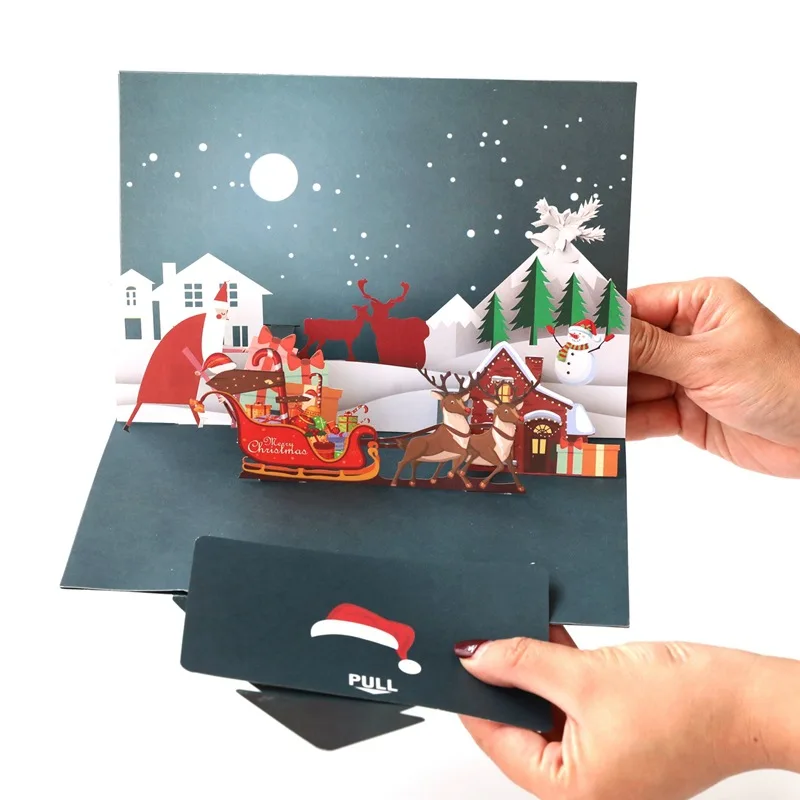 

ChristmasGreeting Card,14cm*21cm,Creative Christmas Snow Scene Handmade Card,2022 New Year Gift,Merry Christmas Scene Decoration